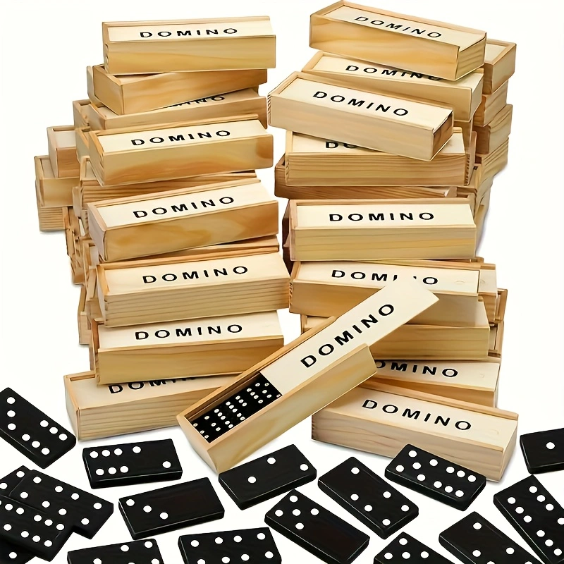 Woodworking Domino - 28 ชิ้น/กล่องมินิโดมิโนไม้ชุด,Miniature เกมกระดานคลาสสิก,กระเบื้องเกม,เวลาว่าง, สําหรับกลางแจ้ง Camping เกมท่องเที่ยว