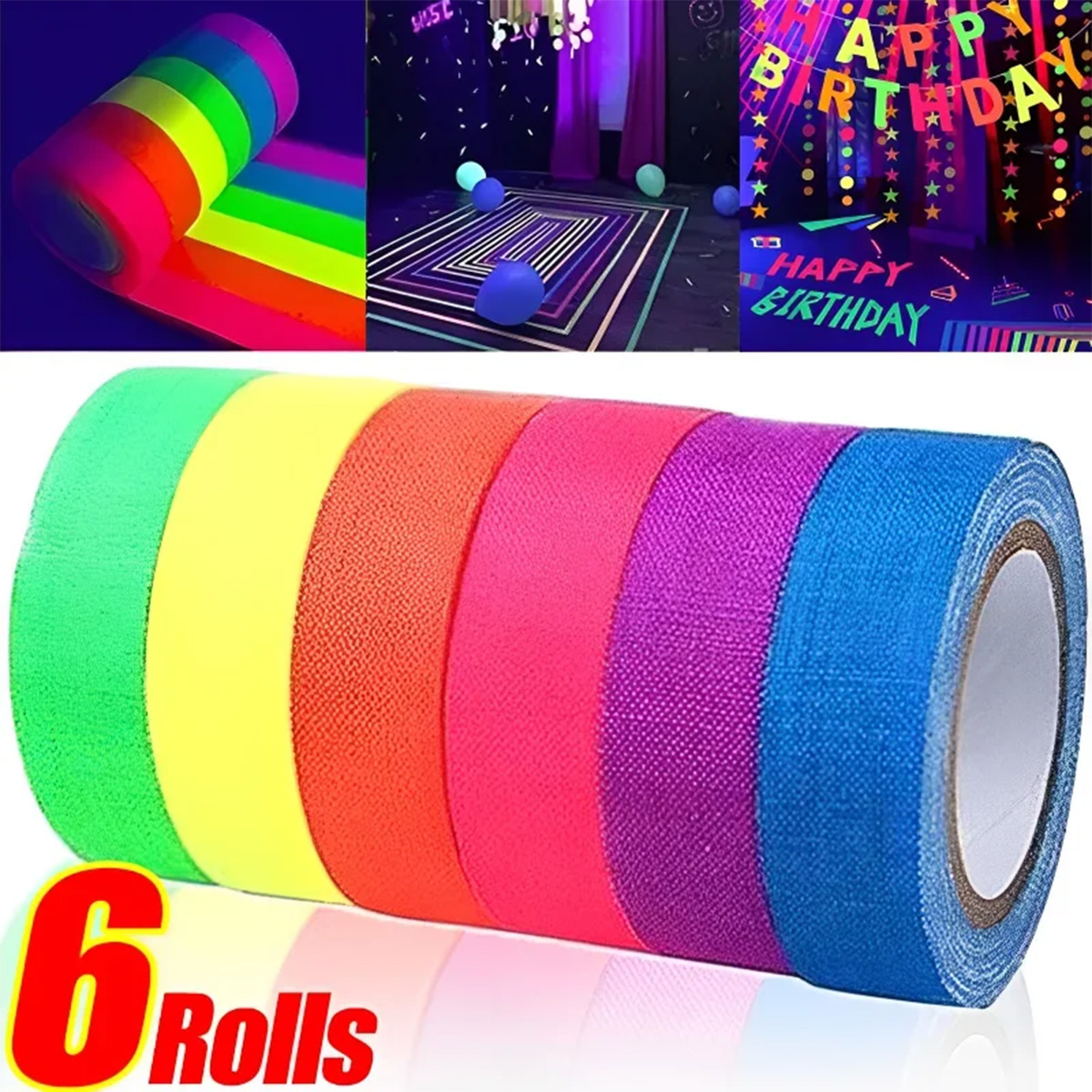 Woodworking Uv Light - เทปเรืองแสงนีออน 6 แพ็คชุด 6 สีสดใส UV