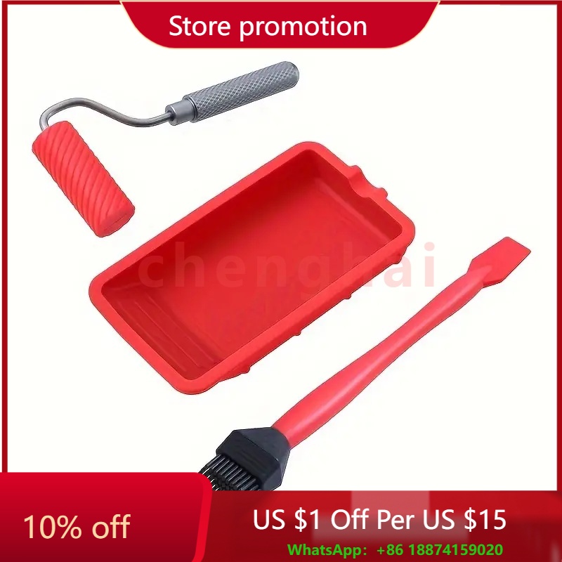 Woodworking Glue Roller - ลูกกลิ้งซิลิโคนพร้อมถาด ขนาด 1-7/8 นิ้ว ด้ามจับอะลูมิเนียม สำหรับงานศิลปะ