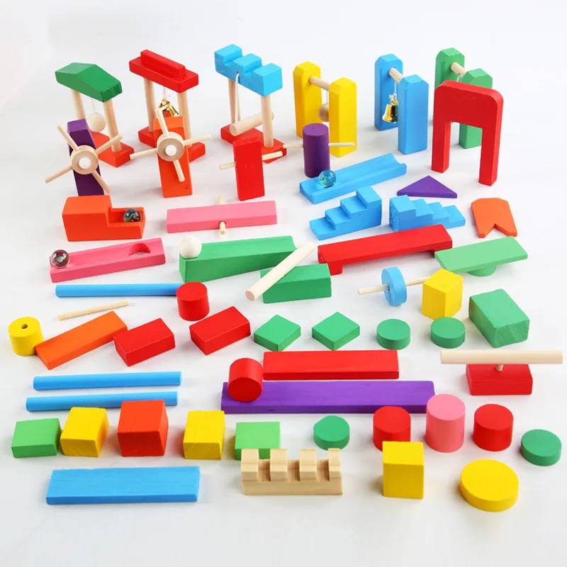 Woodworking Domino - Montessori ของเล่นไม้รุ้งโดมิโนของเล่นสถาบันอุปกรณ์เสริมอวัยวะบล็อกสมองการคิดรถไฟของขวัญของเล่นเพื่อการศึกษาสำหรับเด็ก