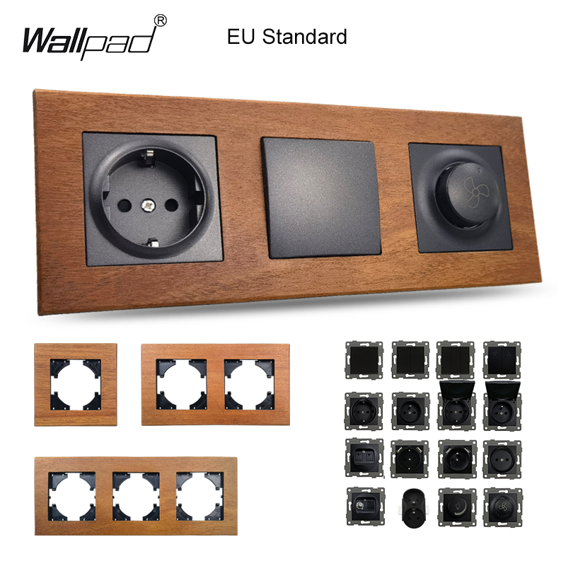 Woodworking Zone - EU Neutral ไม้ผนังแผงพัดลมรีเซ็ต Retro ไฟฟ้าสวิทช์ยูโรภาษาฝรั่งเศสคํา Power