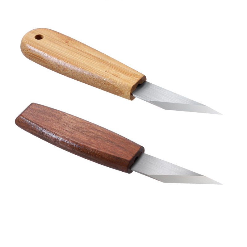 Woodworking Manufacturing - มีดแกะสลักงานฝีมือ ใบมีด CRV ปลายแหลมคม ด้ามไม้วอลนัท ด้ามไม้ไผ่