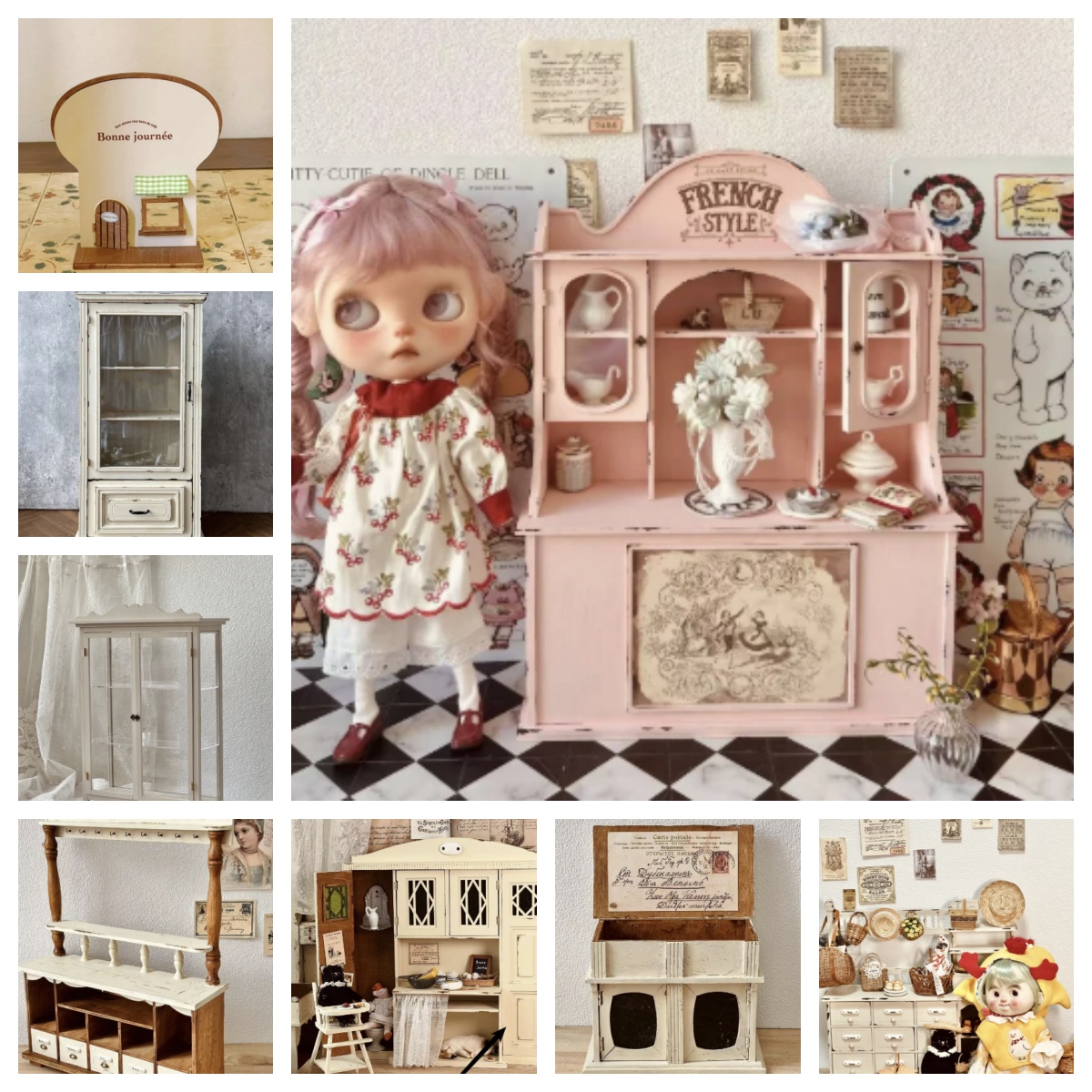 Cabinet Scraper Set - ชุดเฟอร์นิเจอร์จิ๋วสไตล์ฝรั่งเศสขนาด 1/6 ตู้โชว์แบบใส ตู้โชว์โบราณ ชุดวัสดุ DIY
