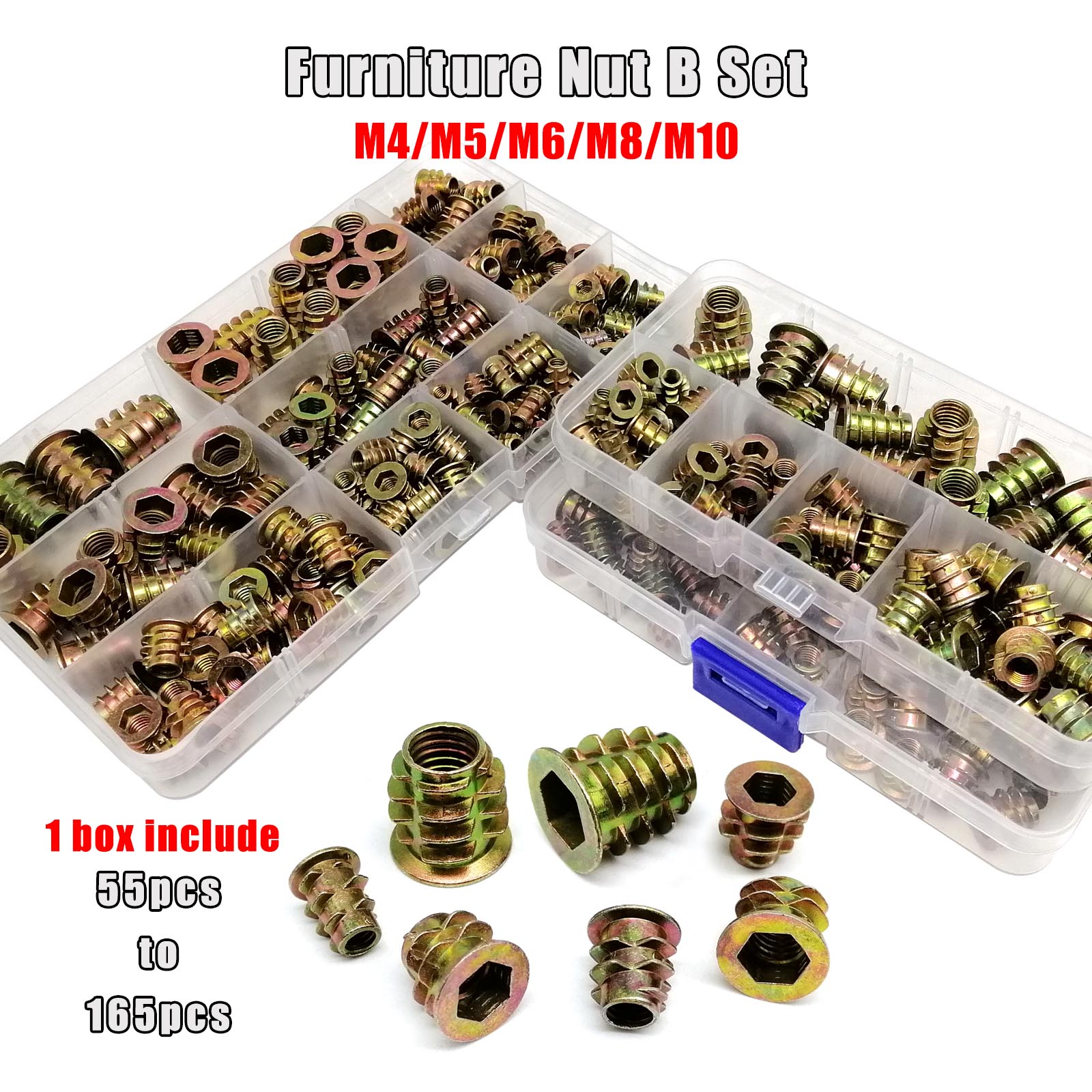 Cabinet Scraper Set - 165/75/55ชิ้นน็อตแบบสอดเกลียวชุด M8 M6 M5สำหรับเฟอร์นิเจอร์ไม้โต๊ะตู้เตียงโต๊ะฝังเบ้าหกเหลี่ยมหกเหลี่ยมหกเหลี่ยม