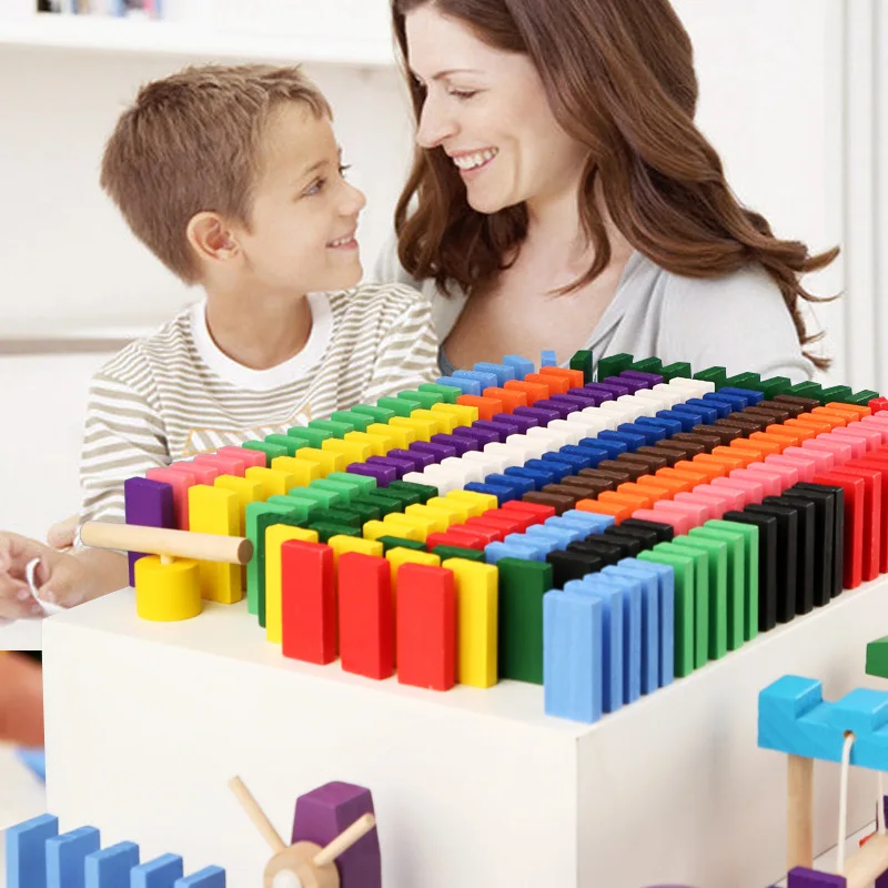 Montessori ของเล่นไม้รุ้งโดมิโ - Woodworking Domino บทวิจารณ์และราคา